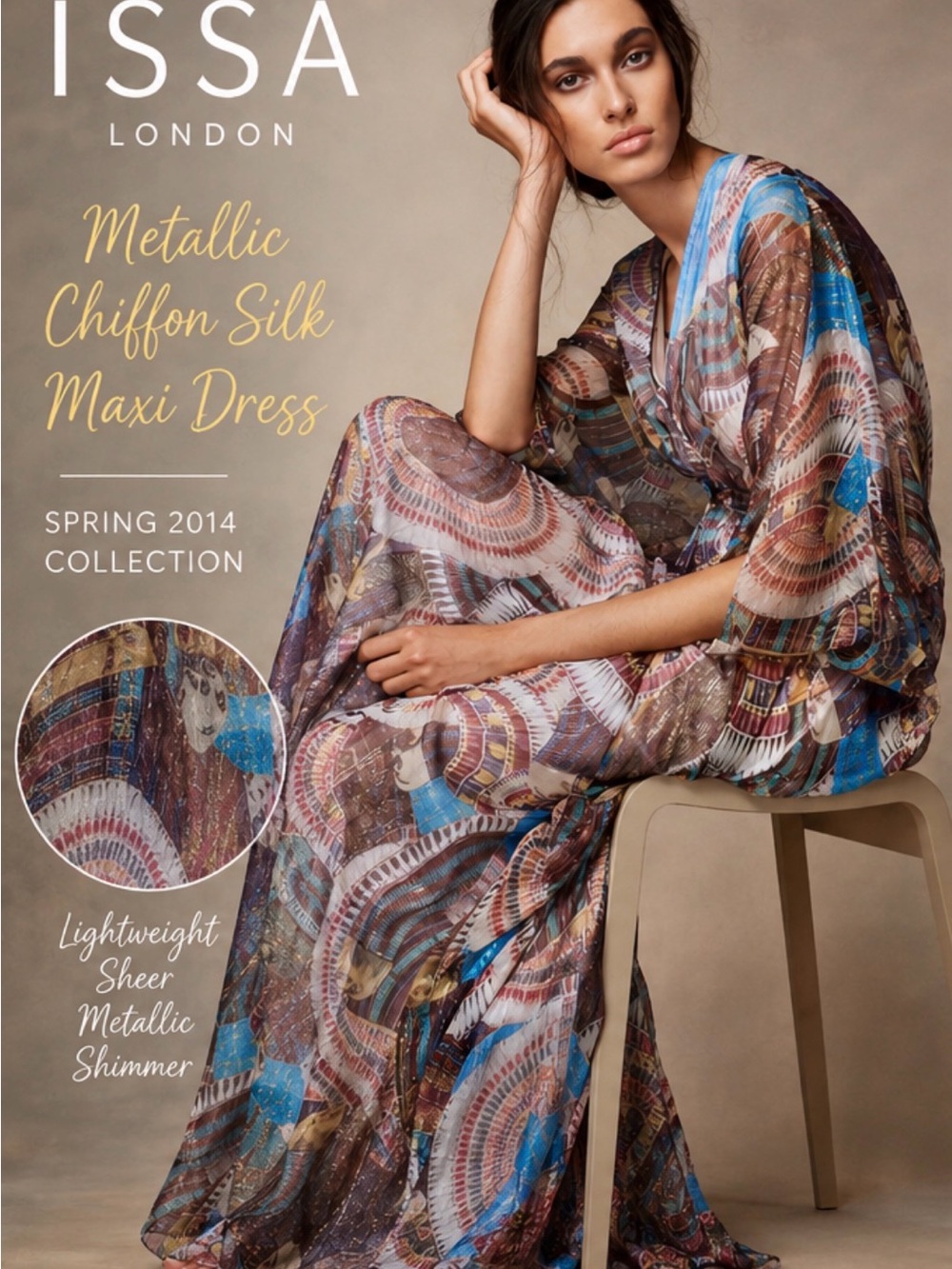 Issa London Sheer Multi Color Caftan Dress Size 4